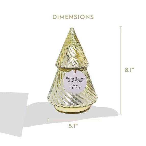Better Homes & Gardens Gold Glass Christmas Tree Scented Candle with Lid