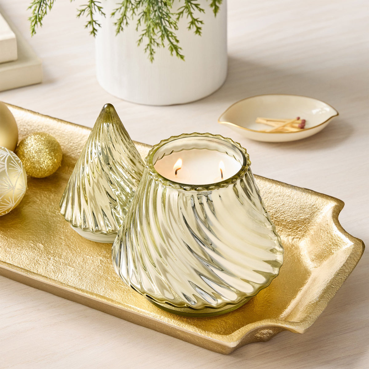 Better Homes & Gardens Gold Glass Christmas Tree Scented Candle with Lid