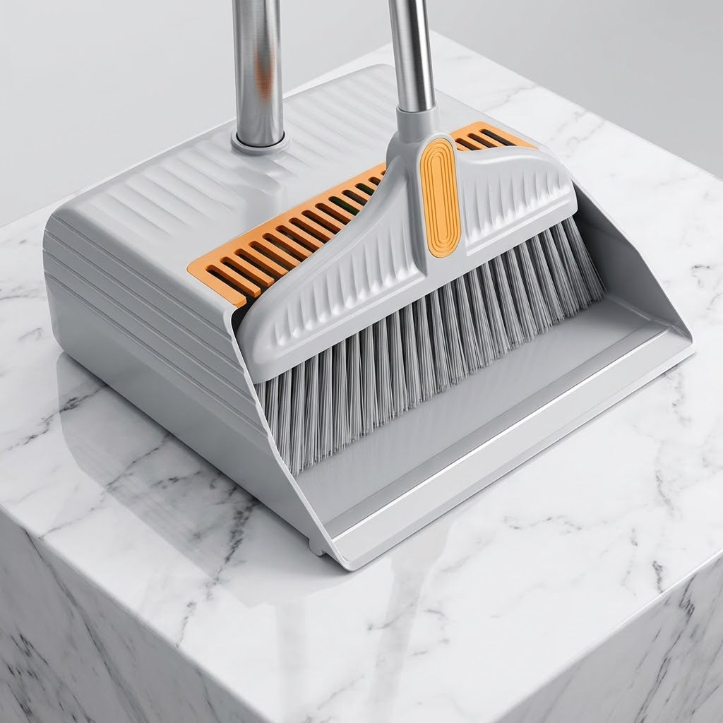 Versatile 2-in-1 Broom and Dustpan Combo Set with Built-in Scraper Comb Teeth for Home & Office Cleaning