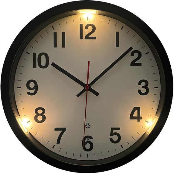 OCEST Smart Light-Sensor Silent Wall Clock with Built-in Night Light and Frosted Frame