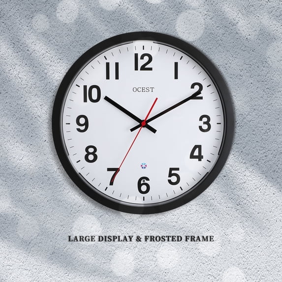 OCEST Smart Light-Sensor Silent Wall Clock with Built-in Night Light and Frosted Frame