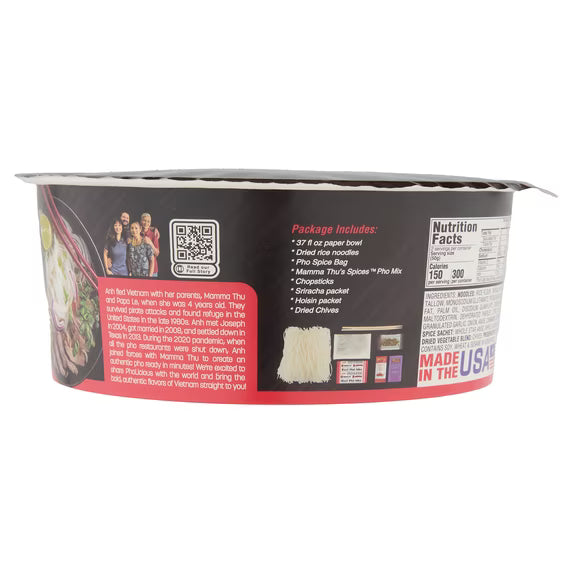 PhoLicious Authentic Beef Phở Rice Noodle Soup Bowl (3.5 oz / 100g).