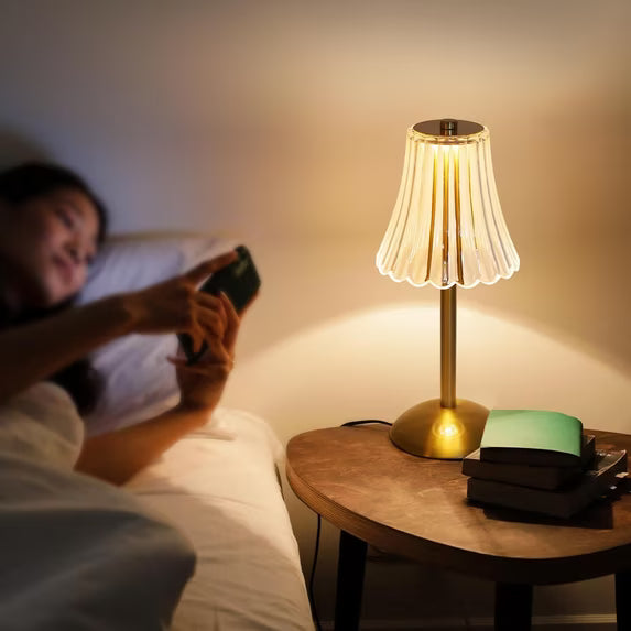 Rechargeable Touch Control Crystal Cordless Table Lamp with Dimmable LED Warm Light