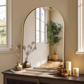 Modern Arched Wall Mirror with Aluminum Alloy Frame for Bathroom, Bedroom, and Vanity