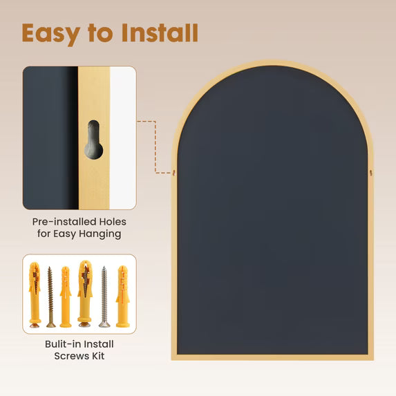 Modern Arched Wall Mirror with Aluminum Alloy Frame for Bathroom, Bedroom, and Vanity