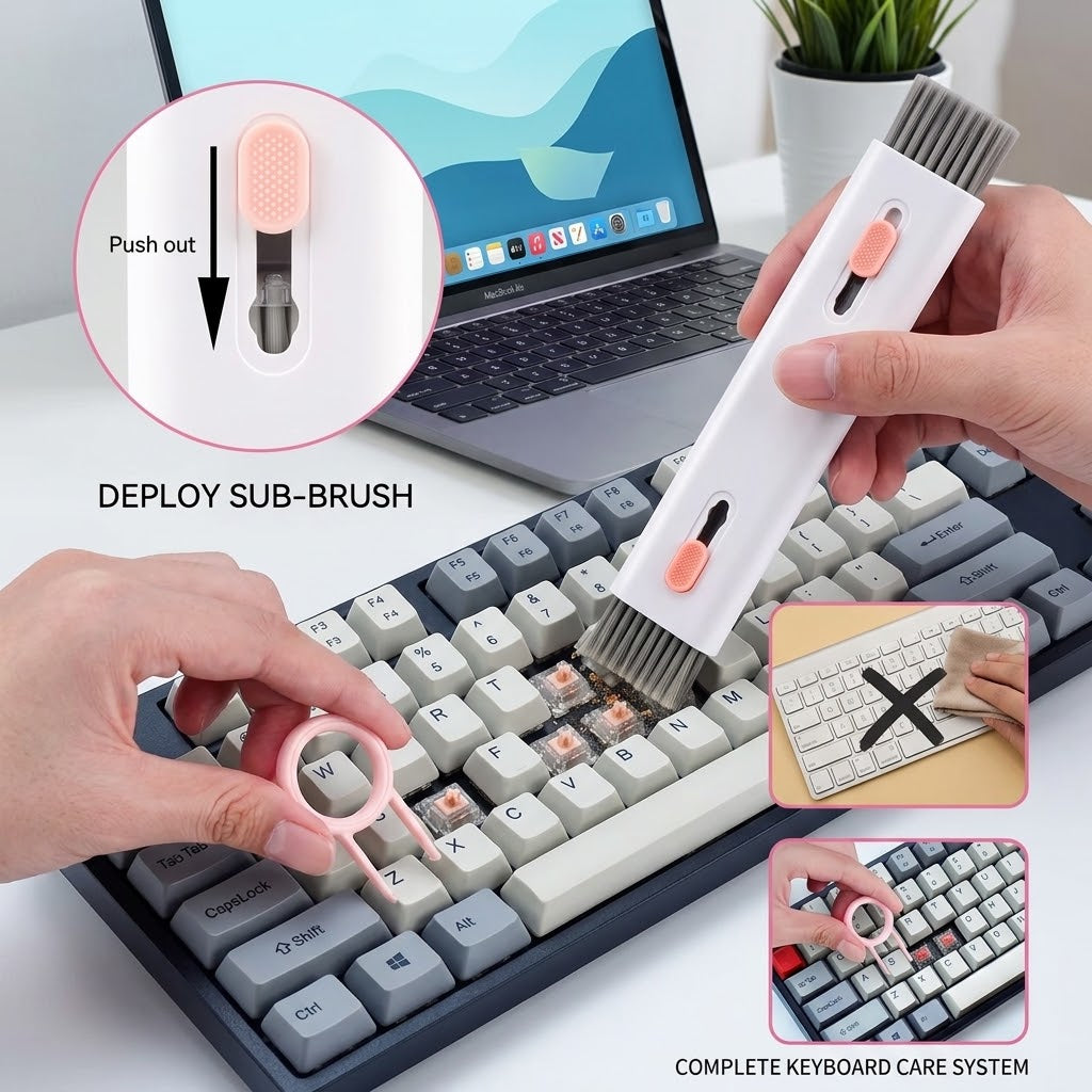 7-in-1 Electronic Cleaning Kit - Keyboard Brush, Keycap Puller & Earbud Cleaning Pen Set