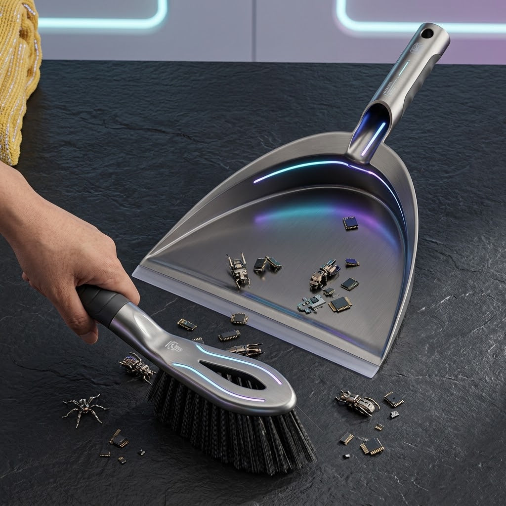 2-Piece Ergonomic Dustpan and Brush Set for Home, Office, and Countertop Cleaning