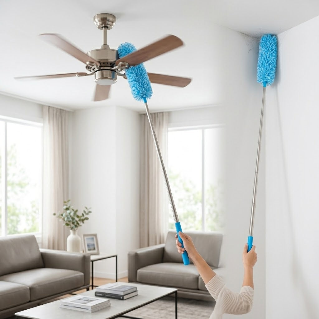 Extendable Microfiber Duster with Bendable Head for Home & Office Cleaning