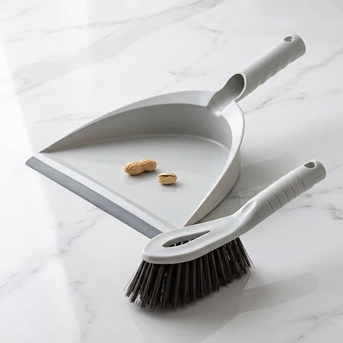 2-Piece Ergonomic Dustpan and Brush Set for Home, Office, and Countertop Cleaning