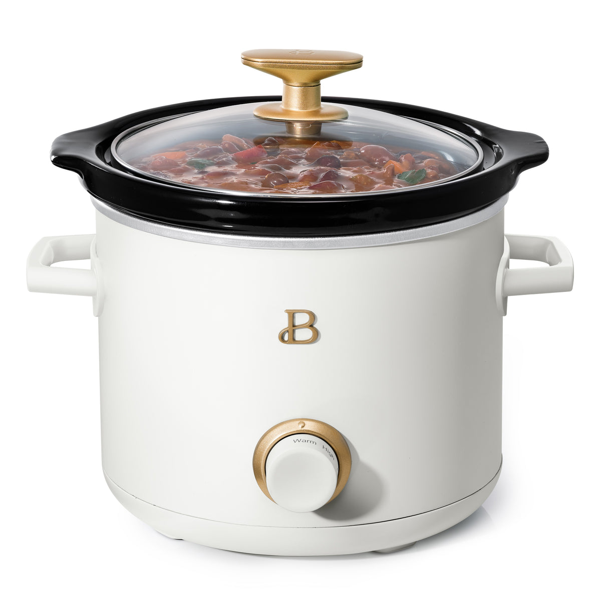 Beautiful 2.0 QT Slow Cooker with Gold Accent (White Icing)
