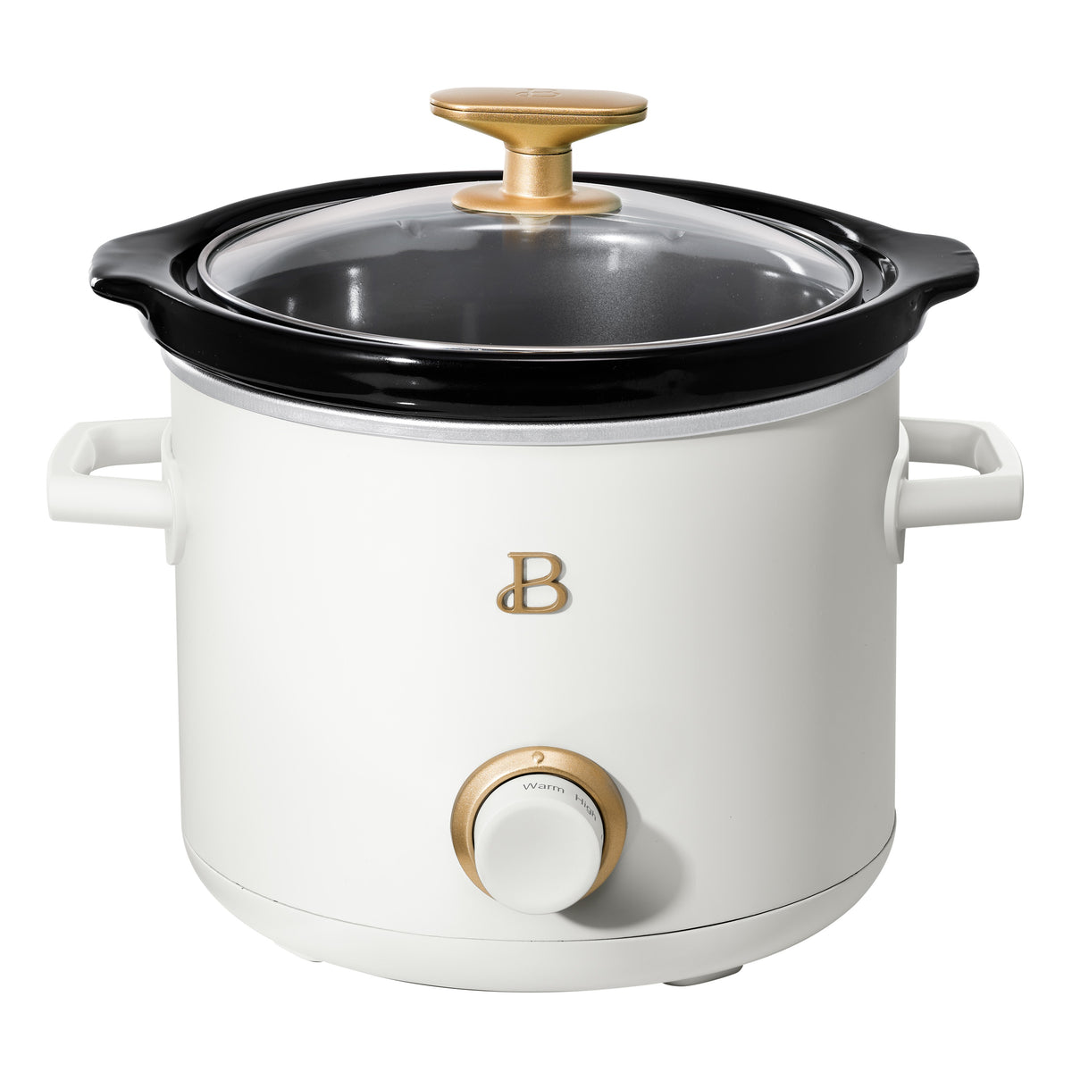 Beautiful 2.0 QT Slow Cooker with Gold Accent (White Icing)