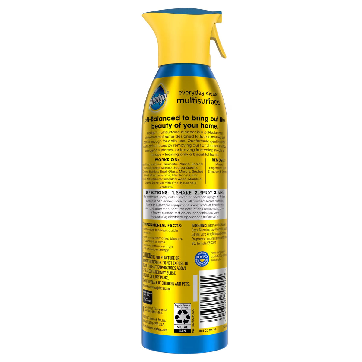 Pledge Everyday Clean Multisurface Cleaner Spray, Rainshower Scent, 9.7 oz