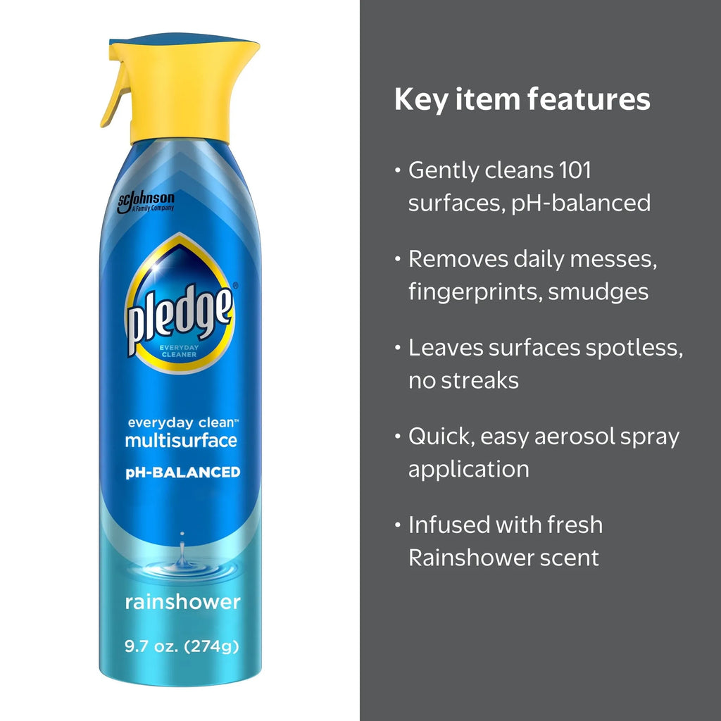 Pledge Everyday Clean Multisurface Cleaner Spray, Rainshower Scent, 9.7 oz