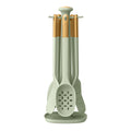 Beautiful 6-Piece Silicone Kitchen Utensil Set with Rotating Stand – Sage Green & Gold